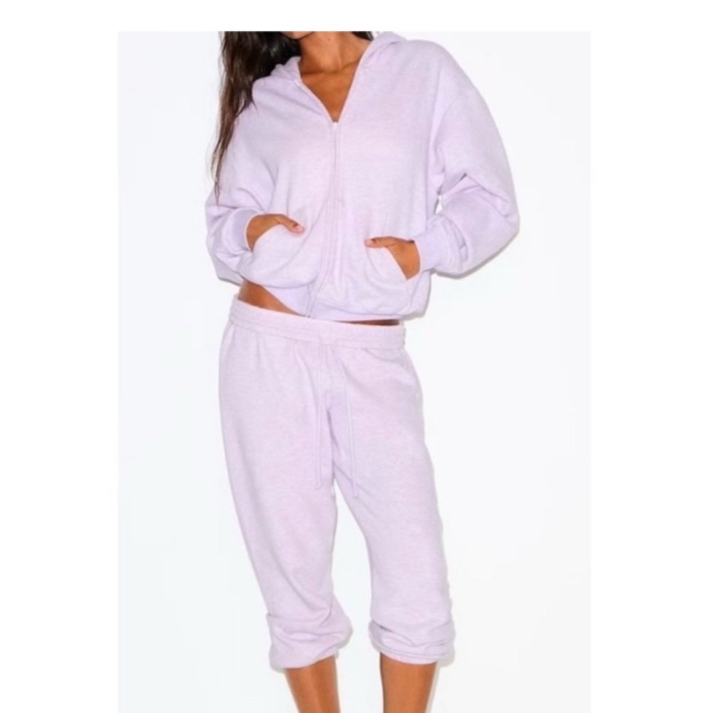 SKIMS NWT Purple Heather Cotton Fleece Hoodie MEDIUM